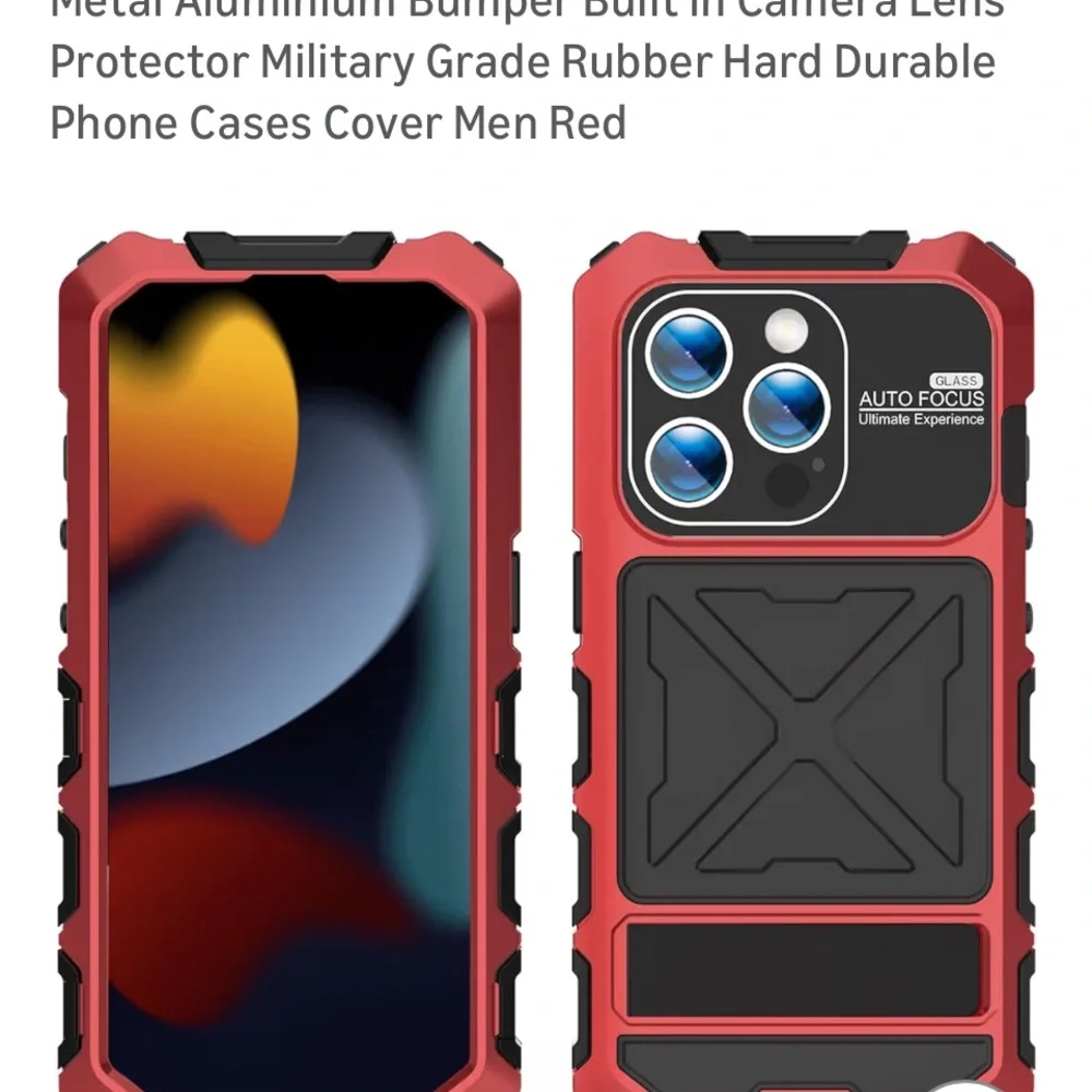 iPhone 15 Pro Case Heavy Duty Metal Aluminium Bumper Built in Camera Lens- New